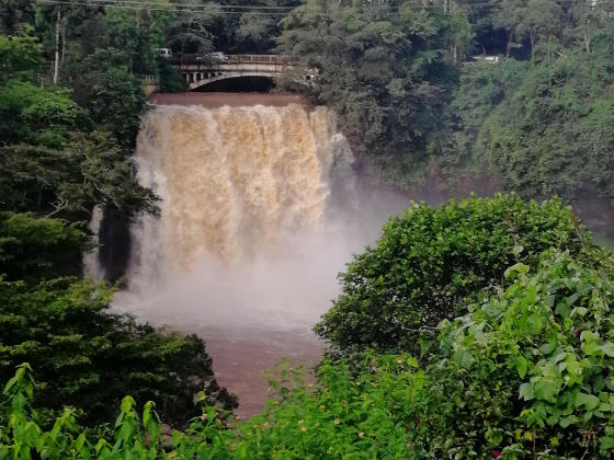 A waterfall